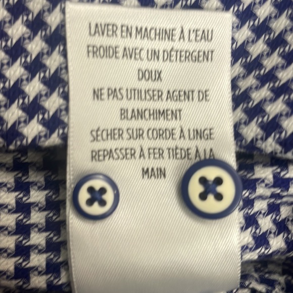 Robert Graham Modern Americana Tailored Fit Blue White Houndstooth Medium - Picture 9 of 14